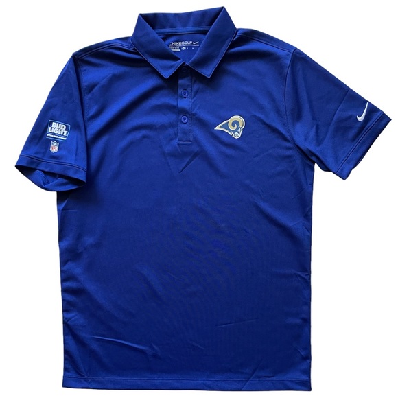 NIKE LOS ANGELES RAMS Mens Medium Polo Shirt Blue Short Sleeve Dri Fit NWT - Picture 3 of 14